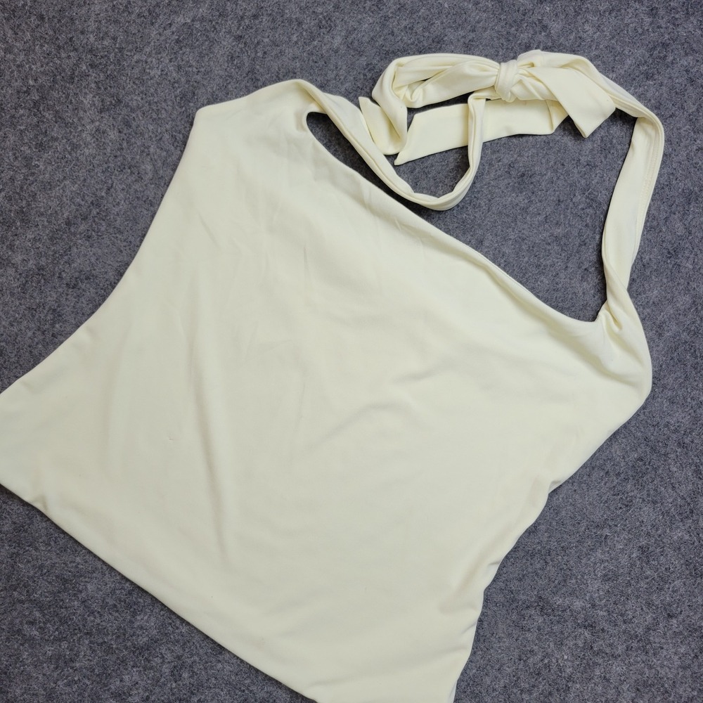 Garage Top Womens Medium Yellow Tie-Knot Strap Backless Halter Neck Clubwear